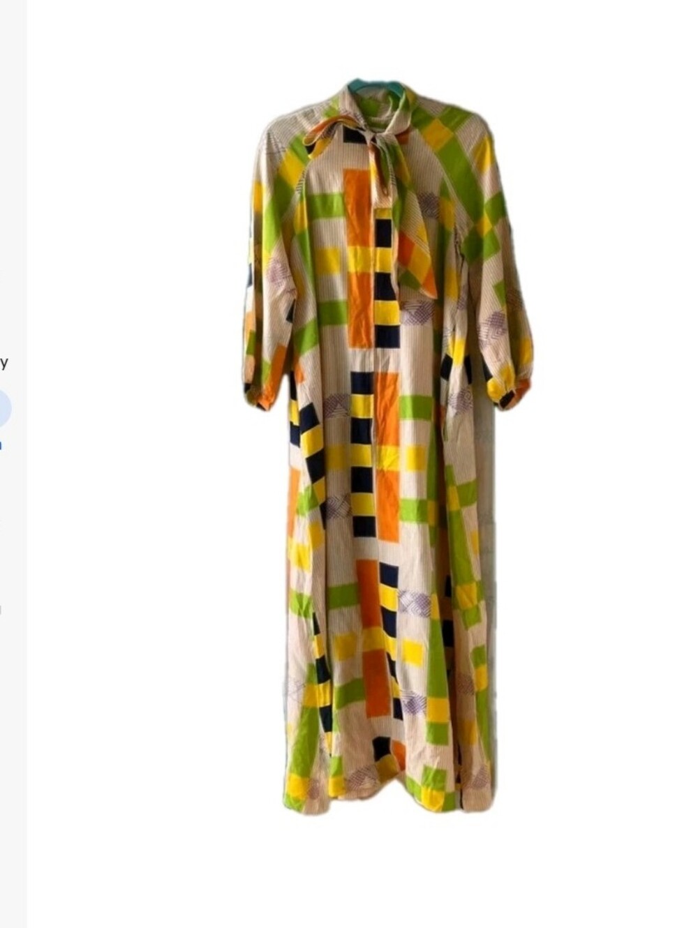 Stella Fagin Vintage 70s Kaftan Robe Gown Mod Groovy Print Mid Century